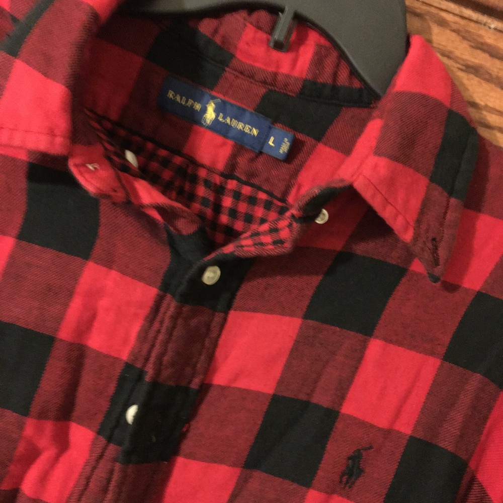 Vintage Polo Ralph Lauren Buffalo Plaid Flannel Button Up Shirt Large